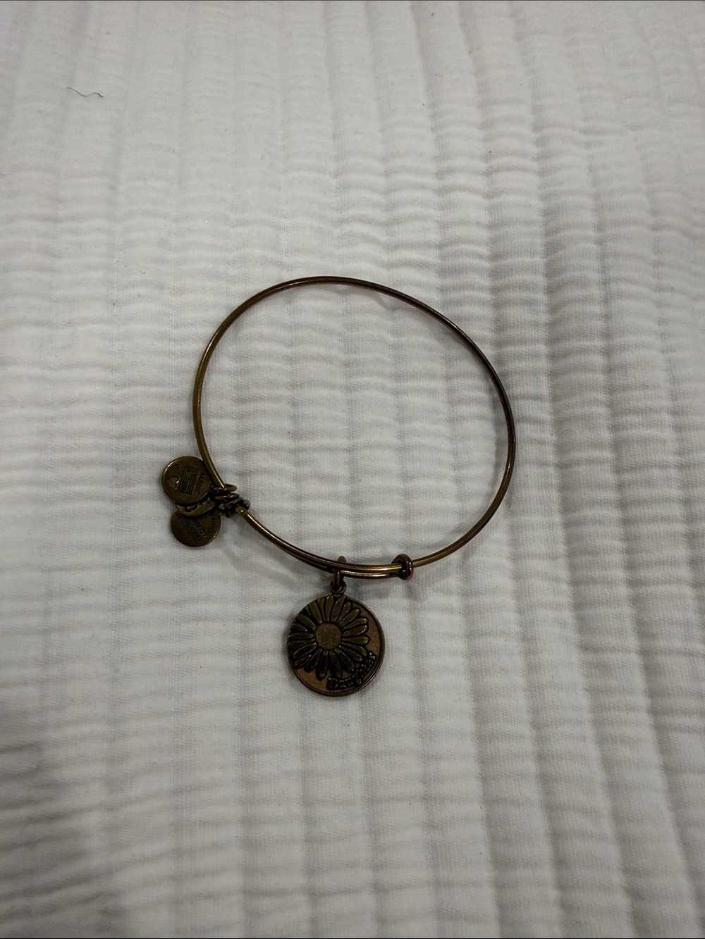 Alex and Ani Bronze Daisy Daughter Charm Bangle Bracelet
